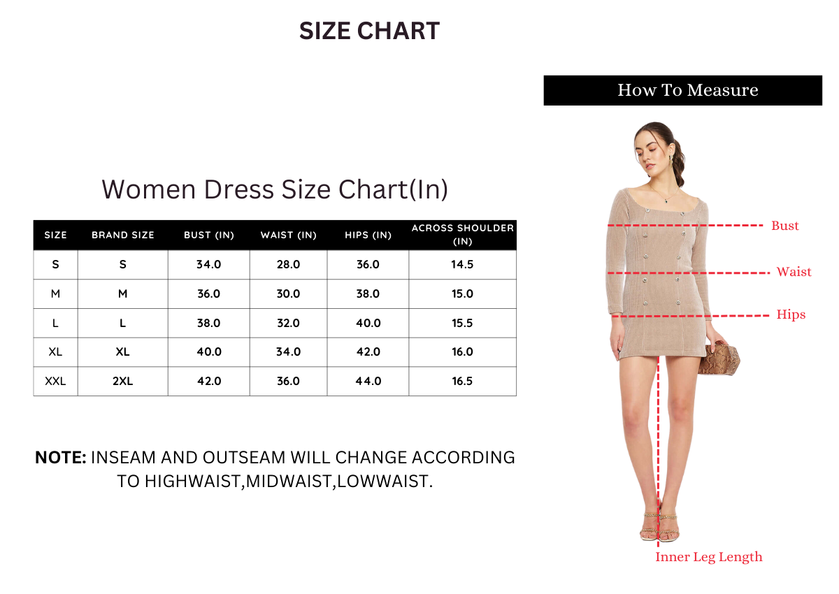 Measurement Guide for Women's Tops, Dresses, and Skirts