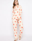 mSECRET Printed Top and Bottoms Orange Nightsuit