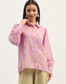 Madame Floral Print Bishop Sleeve Lilac Shirt