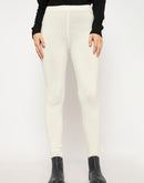 Madame Skinny Fit Solid Off White Tights