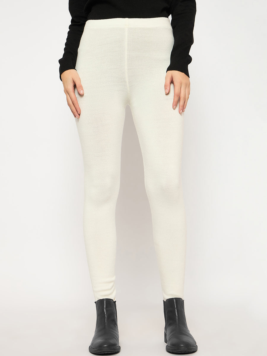 Madame Skinny Fit Solid Off White Tights