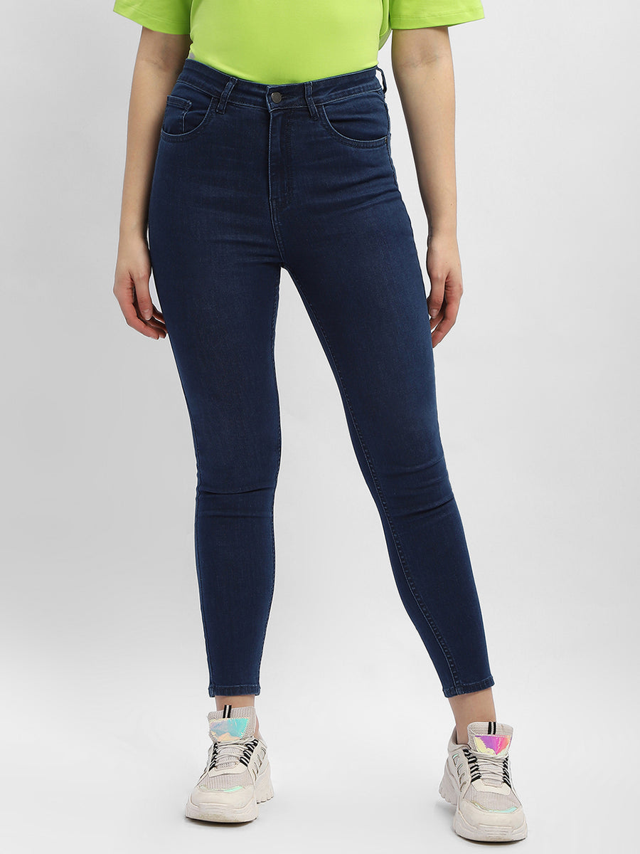 Madame Solid Mid Blue Skinny Fit Jeans