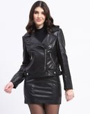 Madame Fur Lapel And Cuffs Wrap Black Short Coat