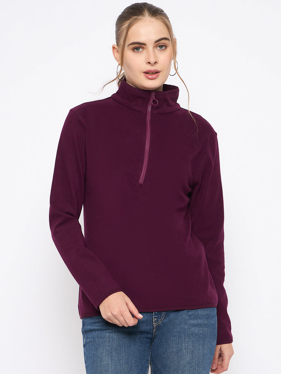 Madame Polar Fleece Half-Zipper Mulberry Sweatshirt