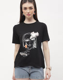 Madame Graphic Print Black Regular T-Shirt