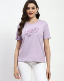 Madame Graphic Printed Mauve Cotton T-Shirt