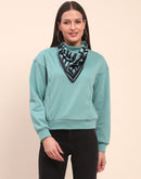 Camla Barcelona Cotton High Neck Sea Green Sweatshirt