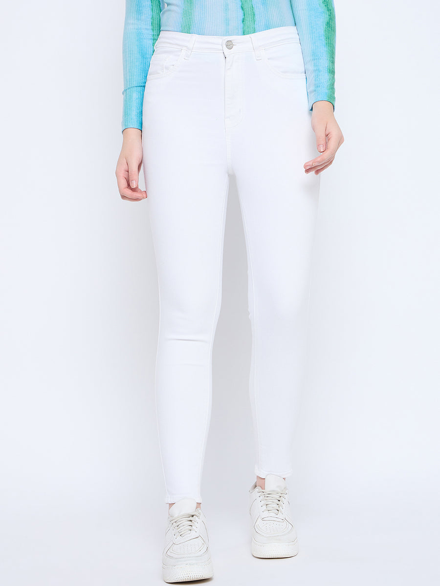 Madame Skinny Fit Cotton Blend White Denim