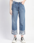 Madame Whiskered Folded Hem Ripped Denim