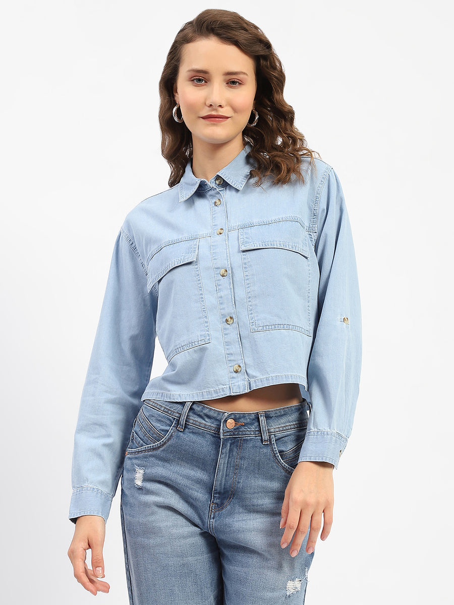 Madame Front Pocket Light Blue Denim Shirt