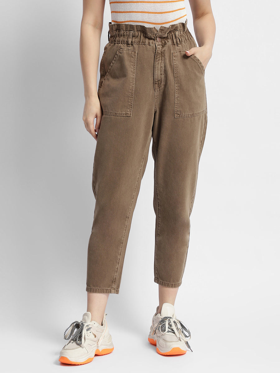 Madame Mid Rise Tapered Fit Brown Cargo