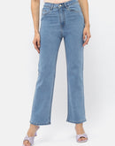 Madame Solid Light Blue Wide Leg Jeans