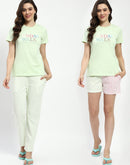 mSECRET 3 Piece Lime Green Cotton Nightsuit