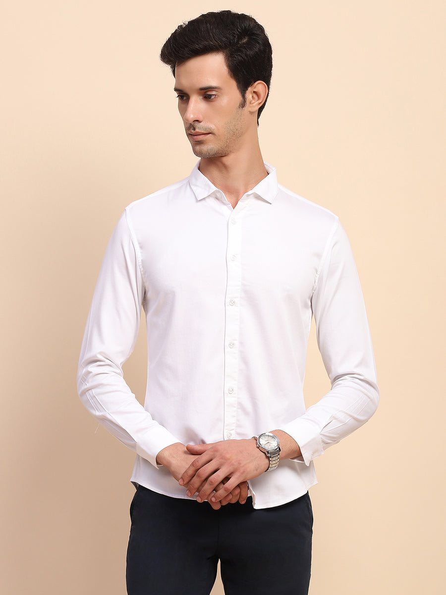 Camla Barcelona Solid Button Down White Cotton Shirt