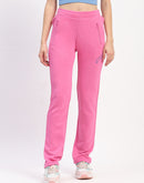 mSECRET Typography Detailing Straight leg Front Zipper Pink Track Bottoms