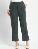 Madame Solid Green Pleated Gurkha Trousers