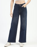 Madame Blue Wide-Leg Cotton Jeans