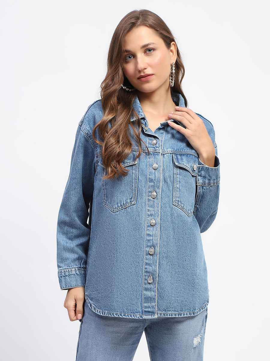 Madame Blue Button Down Denim Jacket