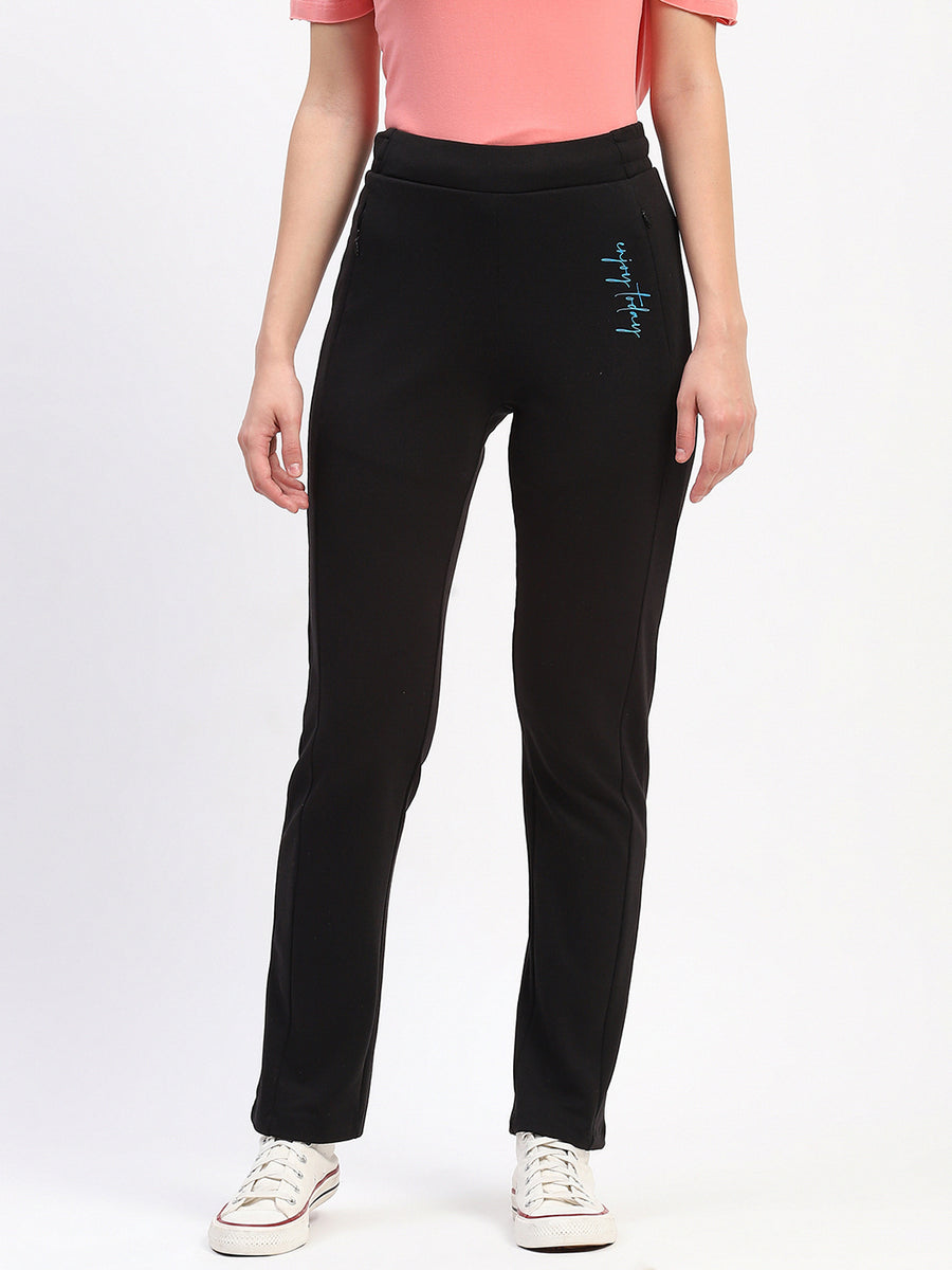 mSECRET Elasticated Waistband Pleated Straight Fit Black Track Bottoms