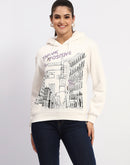 Madame White Graphic Printed Hoodie Sweatshirt