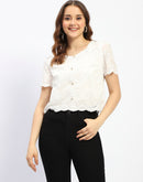 Madame Laced White Schiffli Cotton Top