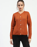 Madame Orange Button-Up Cardigan