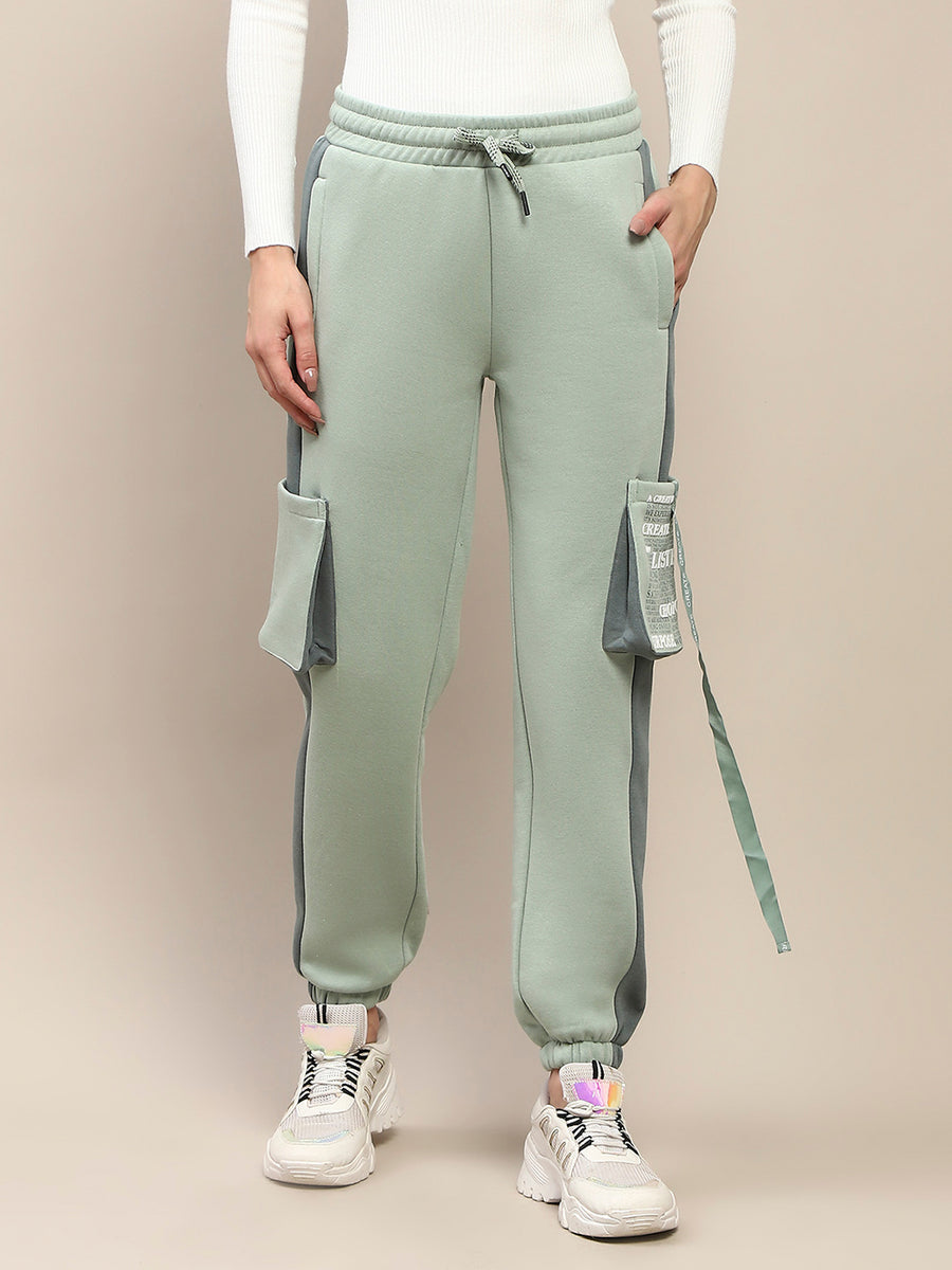 mSECRET Cotton Colorblock Green Track Bottoms