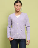 Madame Printed Cable Knit Mauve Cardigan