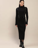 Madame Zip Detailed Top and Skirt Black Ensemble