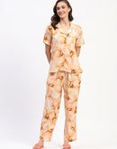 mSECRET Orange Marble Print Short Sleeve Night Suit Set