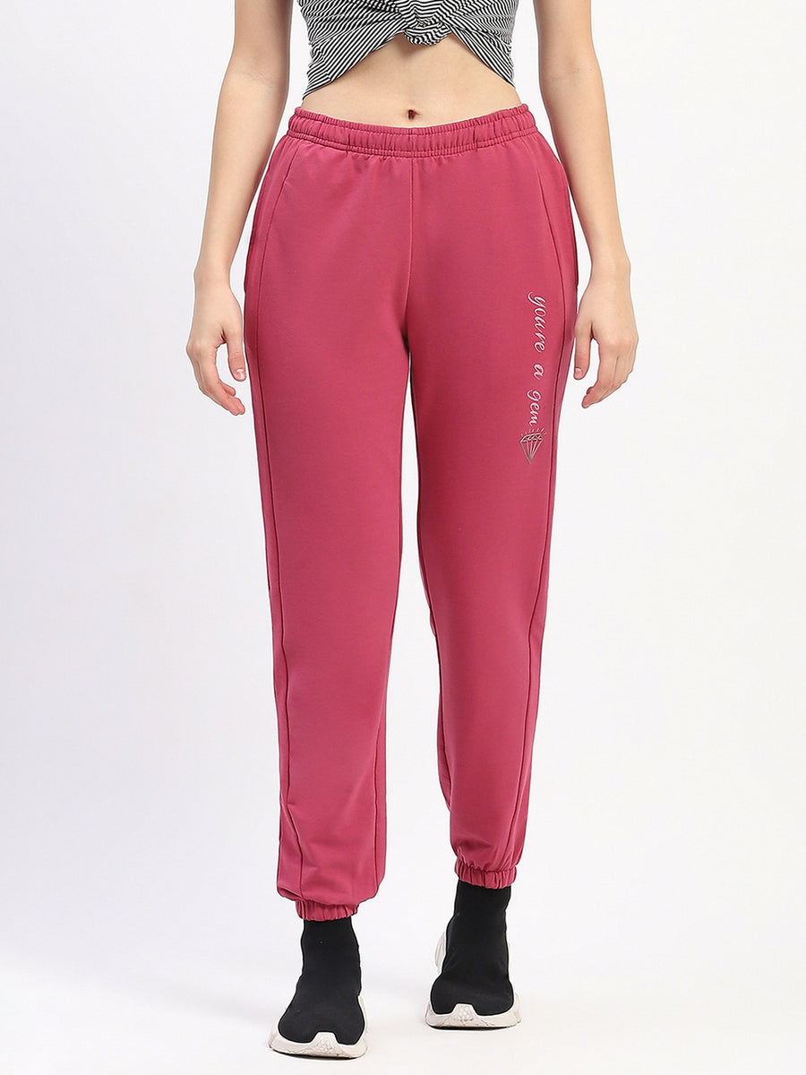 mSECRET Typography Print Pleated Dusty Pink Track Bottoms