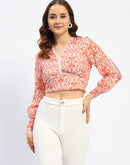 Madame Paisley Print Orange Cotton Crop Top