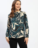 Madame Marble Print Teal Green Top