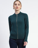 Madame Green Full-Zip Knit Sweater