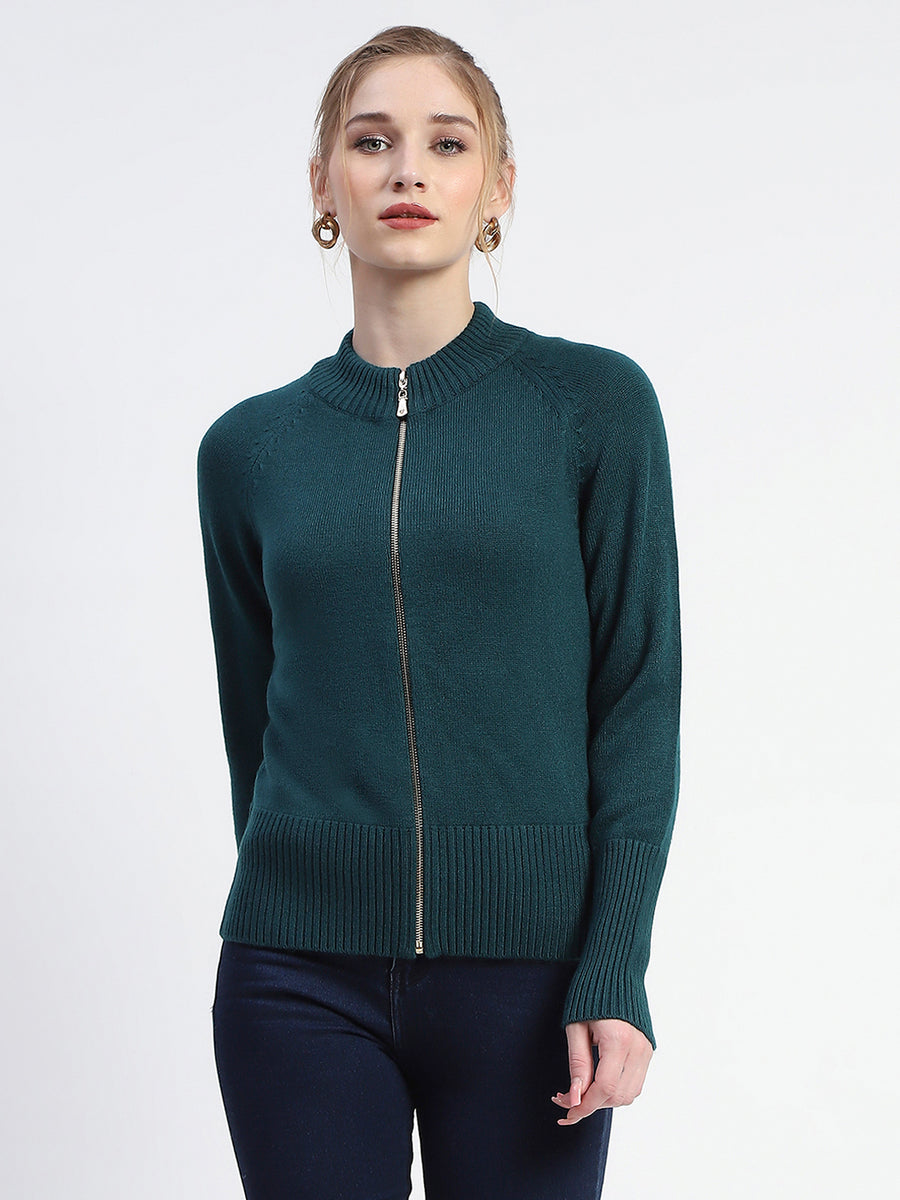 Madame Green Full-Zip Knit Sweater