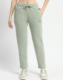 Madame Graphic Detailed Mint Cotton Blend Track Bottoms