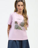 Madame Lilac Cotton Graphic Print T-Shirt