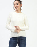 Madame White Buttoned Cardigan