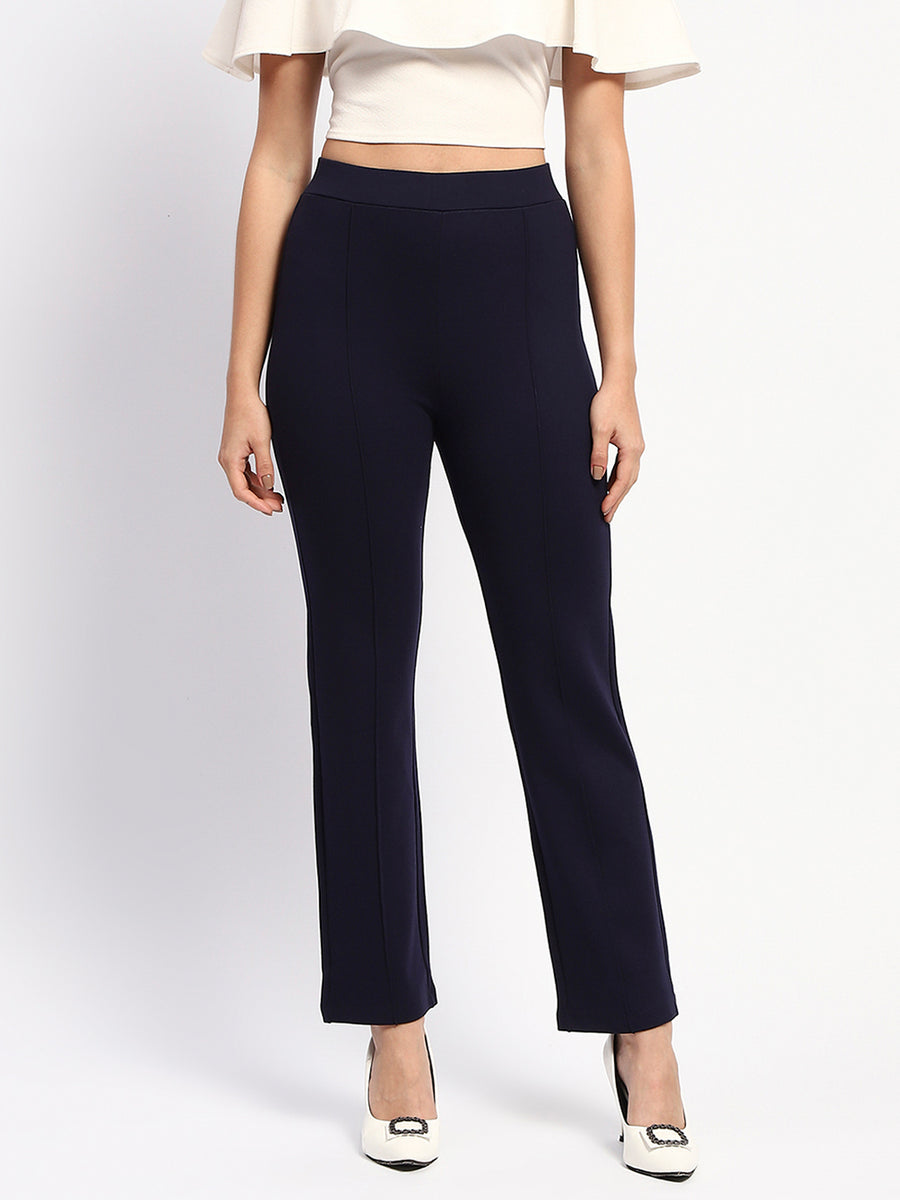 Madame Navy Wide-Leg Formal Trousers