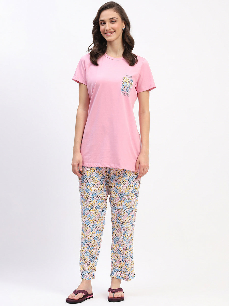 mSECRET Pink Short-Sleeve Tee and Colorful Floral Print Pajama Set