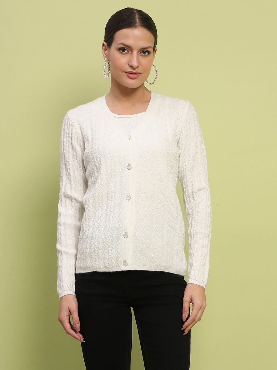 Madame Cable Knit Off White Cardigan