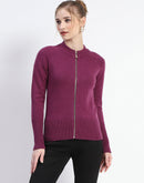 Madame Purple Full-Zip Knit Sweater