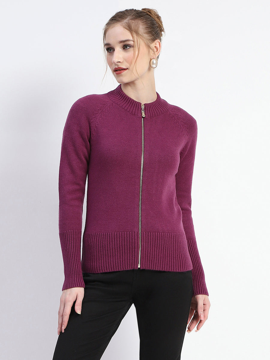 Madame Purple Full-Zip Knit Sweater