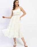 Madame Off White Tiered Cami Cotton Dress