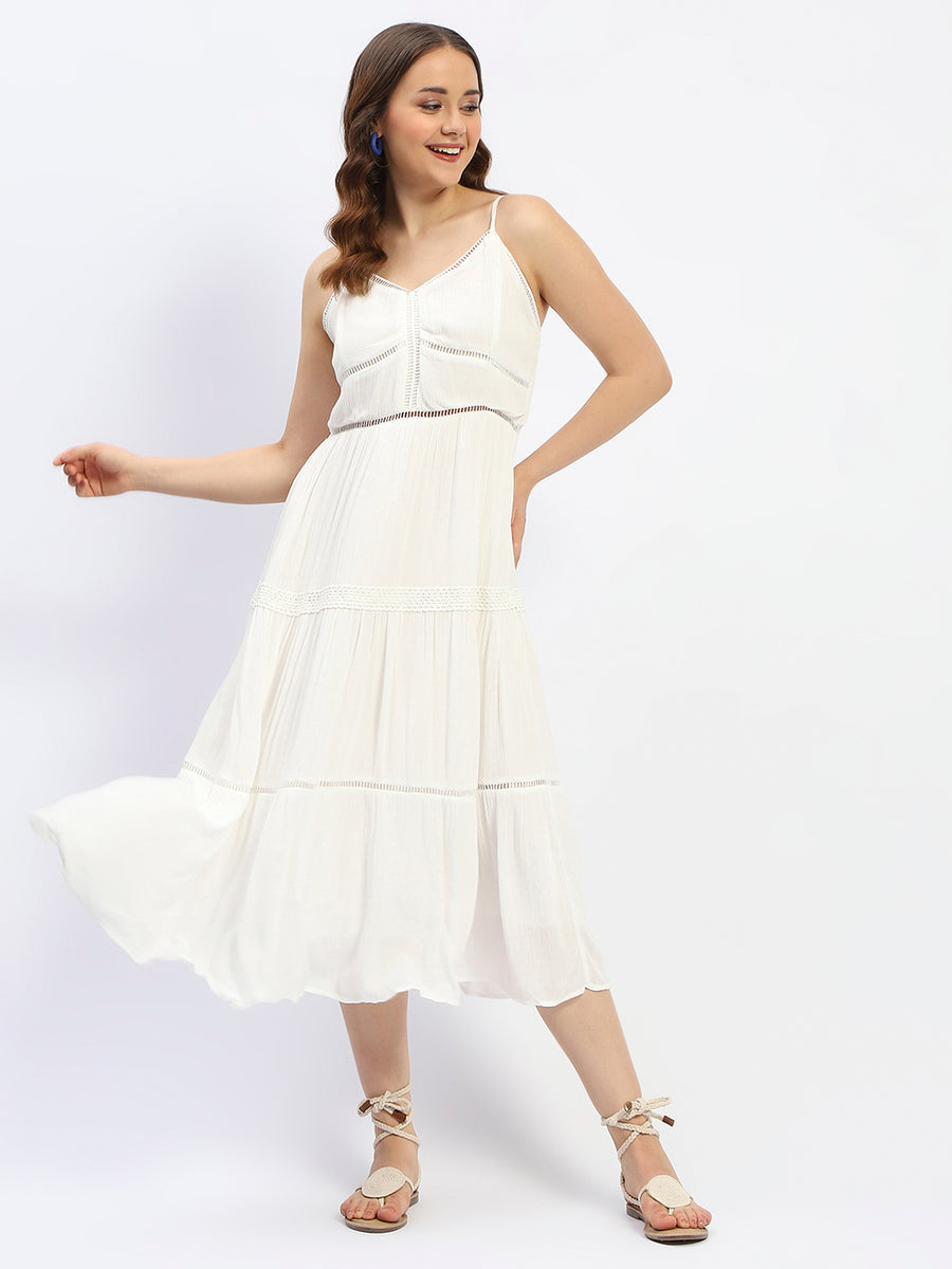 Madame Off White Tiered Cami Cotton Dress