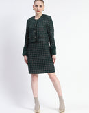 Madame Bottle Green Chequered Top and Skirt Co-ord Set