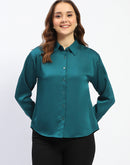 Madame Teal Button Down Shirt