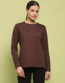 Madame Embossed Cotton Blend Coffee Brown Top