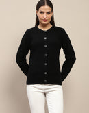 Madame Cable Knit Buttoned Black Cardigan