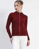 Madame Wine Full-Zip Knit Sweater